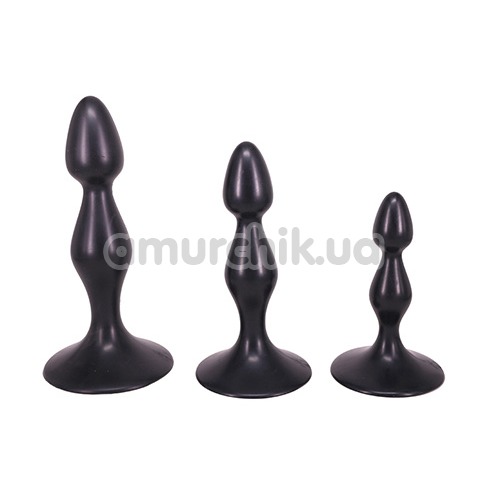 Набор из 3 анальных пробок Frizz Butt Plug Set, черный - Фото №1