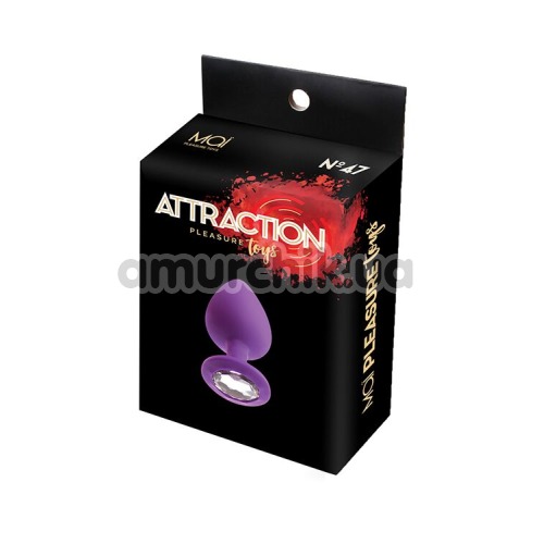 Анальная пробка с прозрачным кристаллом Mai Attraction Pleasure Toys S №47, фиолетовая