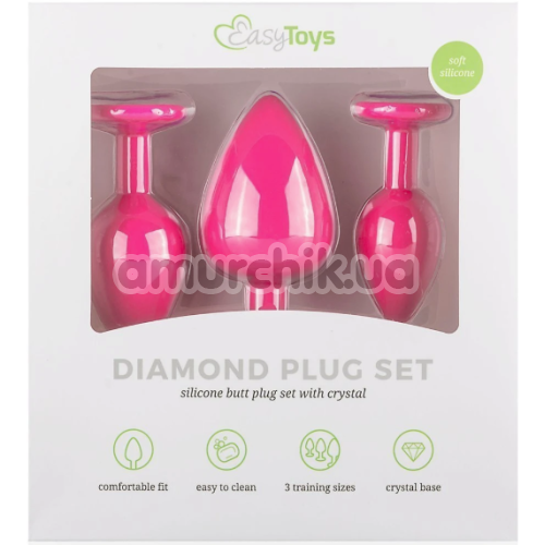 Набір анальних пробок з прозорими кристалами Luxe Bling Plugs Trainer Kit, рожевий