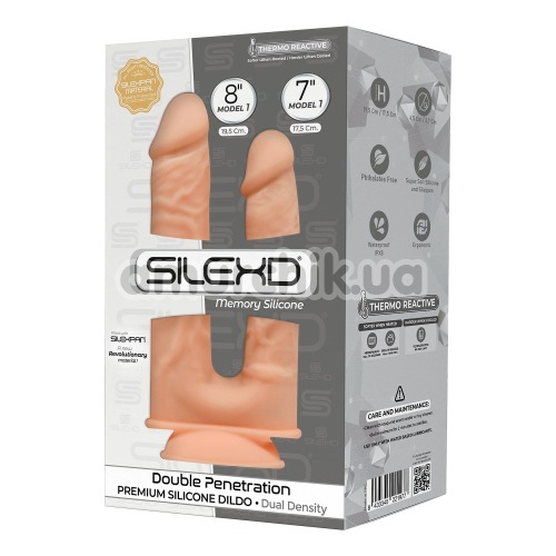 Двойной фаллоимитатор SilexD Premium Silicone Dildo Model 1 Size 8-7, телесный