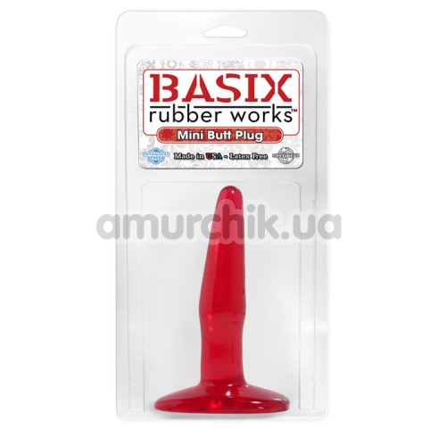Анальная пробка Basix Rubber Works Mini Butt Plug, красная