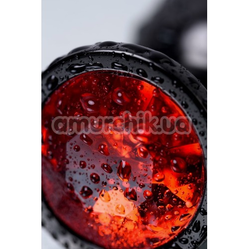 Анальная пробка с красным кристаллом Toyfa Metal 717008-59, черная