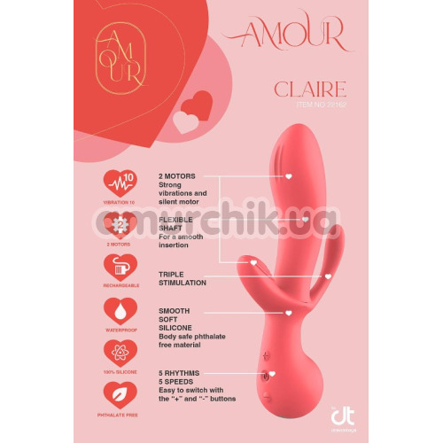 Анально-вагінально-кліторальній вібратор Amour Clair, рожевий