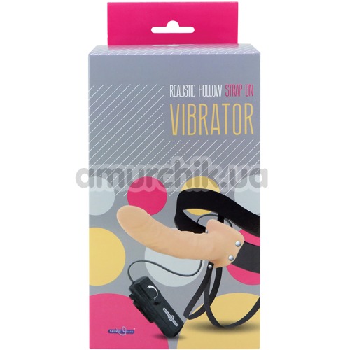 Полый страпон с вибрацией Realistic Hollow Strap On Vibrator 8, телесный