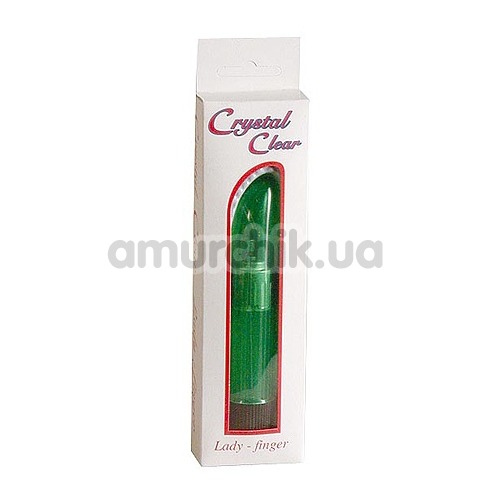 Міні-вібратор Lady Finger Crystal Clear, зелений