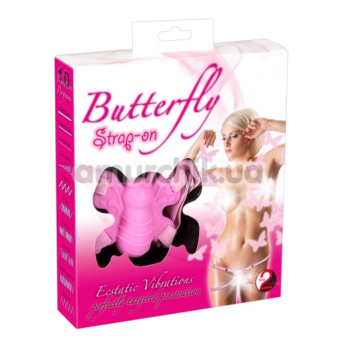 Вибратор-бабочка Butterfly Strap-On, розовая