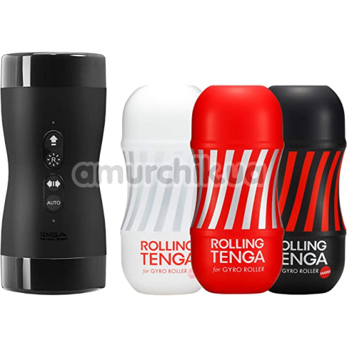 Адаптер с ротацией и вакуумной стимуляцией Tenga Vacuum Gyro Roller + мастурбатор Tenga Rolling Cup