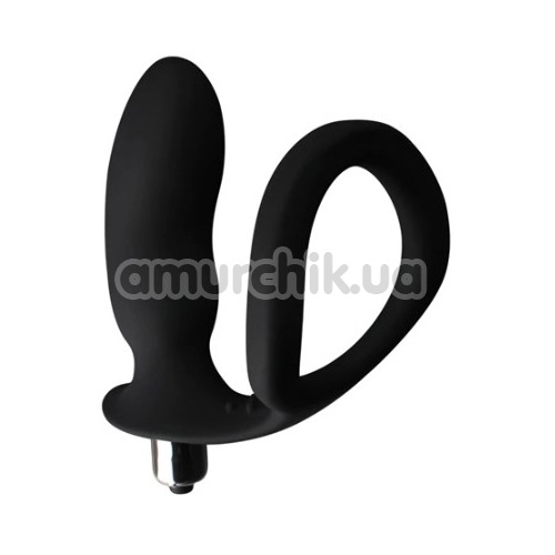 Эрекционное кольцо с вибростимулятором простаты GK Power Cockring With Ass-Gasm, черное - Фото №1