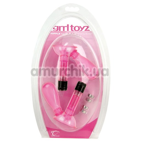 Вакуумные стимуляторы для сосков Grrl Toyz Nipple Luscious Vibrating Suction, розовые