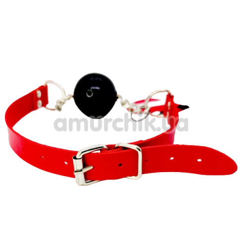 Кляп DS Fetish PU Chain M, красно-черный