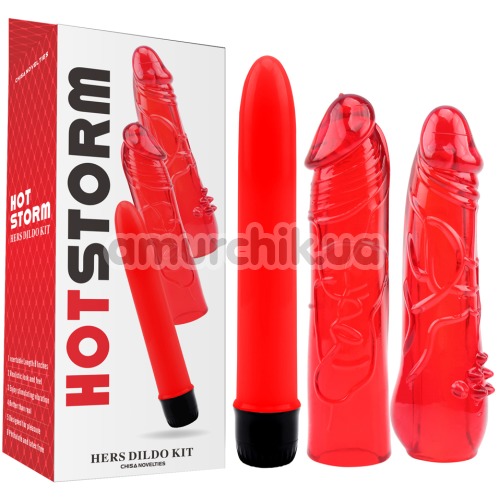 Набор из 3 предметов Hot Storm Hers Dildo Kit, красный