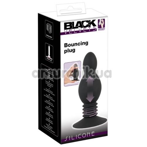 Анальная пробка Black Velvets Bouncing Plug, черная