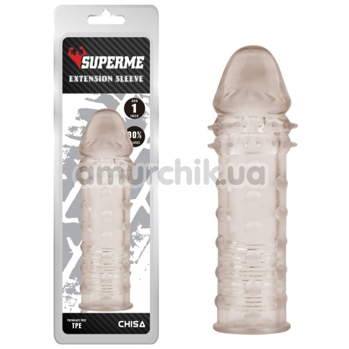 Насадка на пенис Superme Extension Sleeve, серая