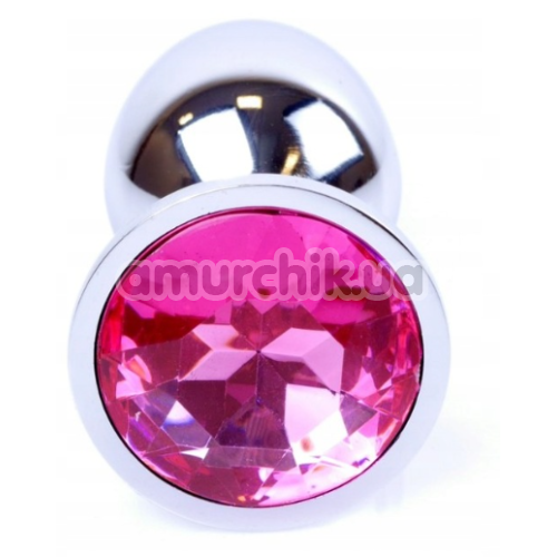 Анальная пробка с ярко-розовым кристаллом Exclusivity Jewellery Silver Plug, серебряная