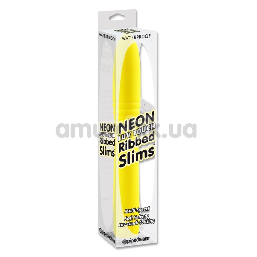 Вібратор Neon Luv Touch Ribbed Slims, жовтий