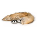 Анальная пробка с лисьим хвостиком Easy Toys Fox Tail Plug M, серебряная - Фото №1