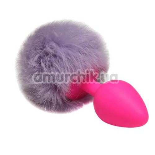 Анальная пробка с фиолетовым хвостом sLash, розовая - Фото №1