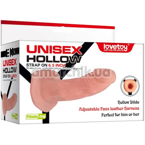Порожнистий страпон Unisex Hollow Strap On 6.5 Inch, тілесний