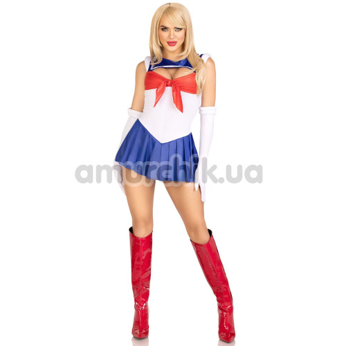 Костюм Сейлор Мун Leg Avenue Sexy Sailor, біло-синій: сукня + рукавички - Фото №1