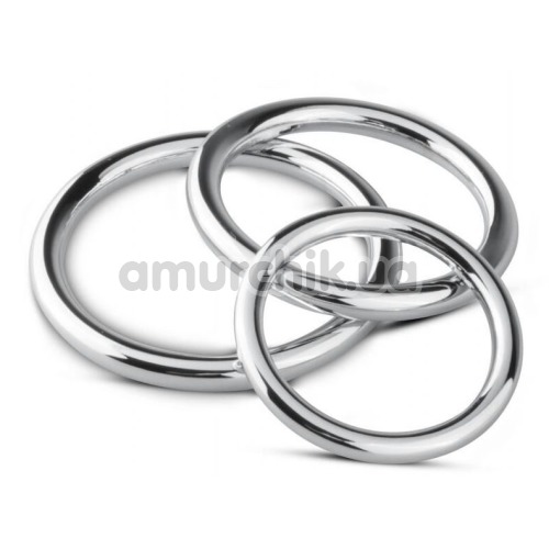 Набір ерекційних кілець Unbendable Cock Ball Ring & Glans Ring Set, срібний - Фото №1