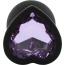 Анальна пробка з бузковим кристалом Silicone Jewelled Butt Plug Heart Small, чорна - Фото №3