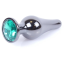 Анальна пробка з зеленим кристалом Boss Series Exclusivity Jewellery Dark Silver Plug, срібна - Фото №1