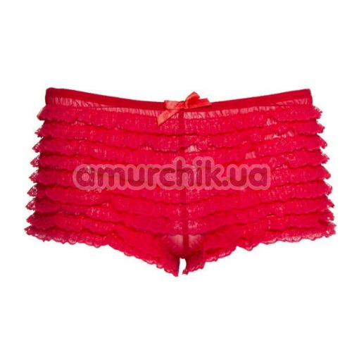 Трусики-шортики Leg Avenue Micromesh Lace Ruffle Tanga Shorts, красные