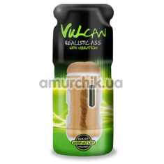 Анус-мастурбатор с вибрацией Vulcan Realistic Ass With Vibration, коричневый - Фото №1