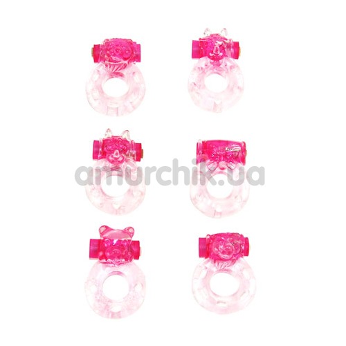 Набор из 6 виброколец New Magic Stretch Rings, розовый - Фото №1