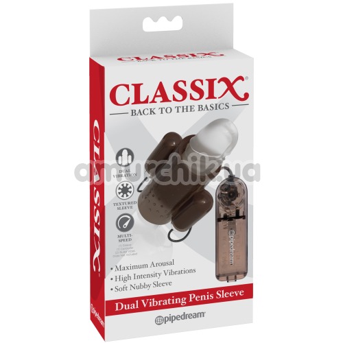 Вібронасадка на пеніс Classix Dual Vibrating Penis Sleeve, чорна