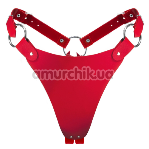 Трусики Feral Feelings String Bikini Leather, червоні - Фото №1