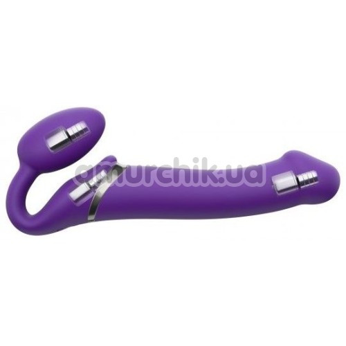 Безремневой страпон с вибрацией Strap-On-Me Vibrating Bendable Strap-On M, фиолетовый