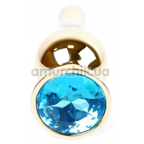 Анальна пробка з блакитним кристалом Boss Series Exclusivity Jewellery Gold Plug, золота