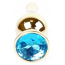 Анальная пробка с голубым кристаллом Boss Series Exclusivity Jewellery Gold Plug, золотая - Фото №2