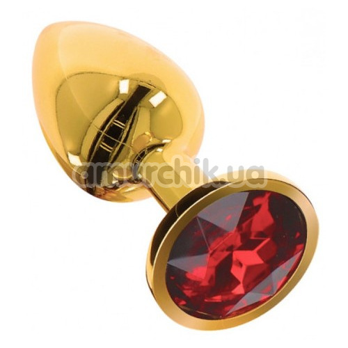 Анальная пробка с красным кристаллом Taboom Bondage In Luxury Butt Plug Diamond Jewel Small, золотая - Фото №1