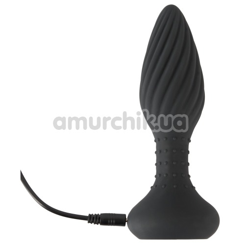 Анальная пробка с вибрацией ребристая Anos Finest Butt Plug Wear, черная