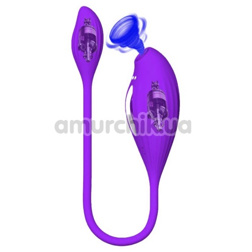 Симулятор орального сексу з віброяйцем 2 in 1 Clit Sucker Massager PL-VR293, фіолетовий
