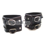 Широкие наручники с пряжками, черные - Фото №1