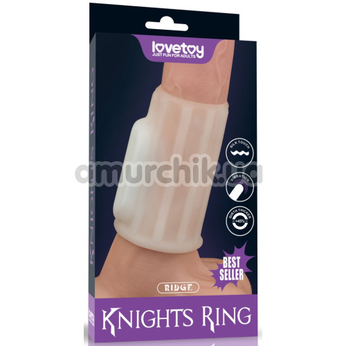 Насадка на пеніс з вібрацією Knights Ring Vibrating Ridge, біла