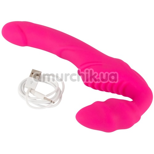 Безременевий страпон з вібрацією Double Teaser Vibrating Strapless Strap - On, рожевий