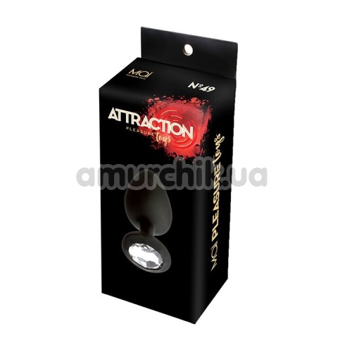 Анальная пробка с прозрачным кристаллом Mai Attraction Pleasure Toys L №49, черная