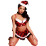 Костюм новорічний JSY Sexy Lingerie 8112, червоний: спідниця + топ + головний убір + трусики-стрінг - Фото №2