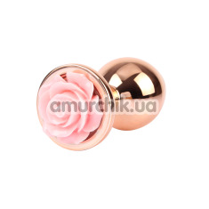 Анальная пробка с розовой розой Matrix Mont Spark Rose Anal Plug M, золотая - Фото №1