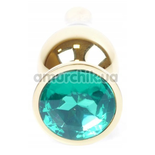 Анальна пробка з зеленим кристалом Boss Series Exclusivity Jewellery Gold Plug, срібна