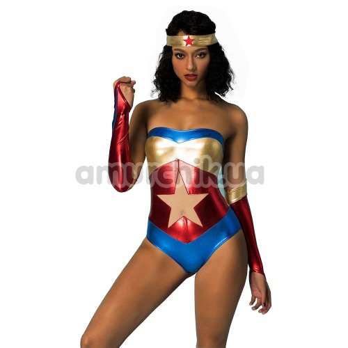 Костюм Чудо-Женщины JSY Sexy Lingerie Wonder Woman: боди + перчатки + украшение для головы - Фото №1