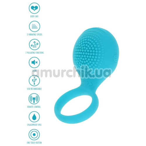 Виброкольцо для члена Toy Joy Happiness Tickle Brush C-Ring, голубое