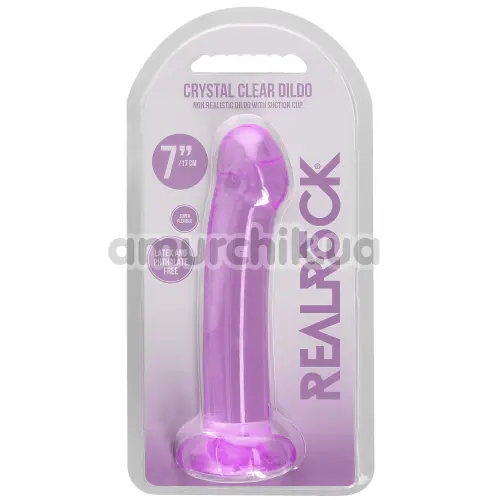 Фаллоимитатор Realrock Crystal Clear Dildo Non Realistic 7, фиолетовый
