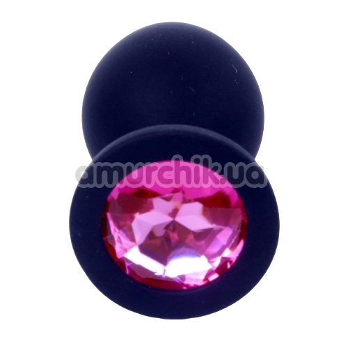 Анальная пробка с розовым кристаллом Exclusivity Jewellery Silicon Plug M, черная