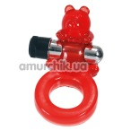 Виброкольцо Jelly Bear, красное - Фото №1
