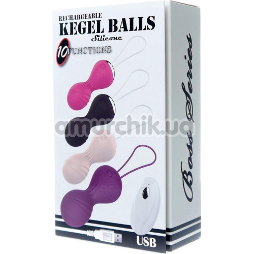 Вагинальные шарики с вибрацией Boss Series Rechargeable Kegel Balls 10 Functions, черные